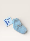 Booties with Button - Light Blue