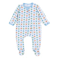 Pumpkin Party - Light Blue Print Zip Footie