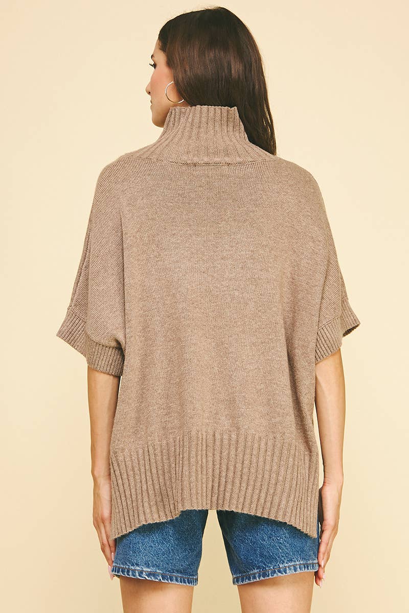 Turtle Neck Short Sleeve Sweater -  Coco