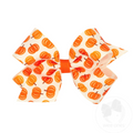 Medium Harvest Pumpkin Print Grosgrain Hair Bow