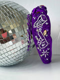 Game Day Headband- Purple/White