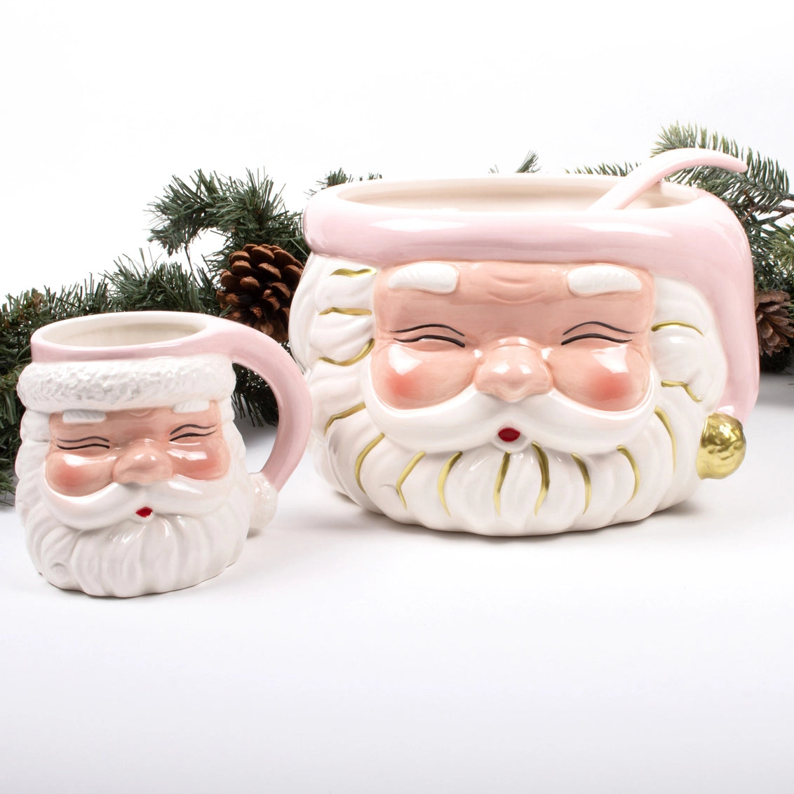 8 Oak Lane - Pink Santa - Punch Bowl & Ladle