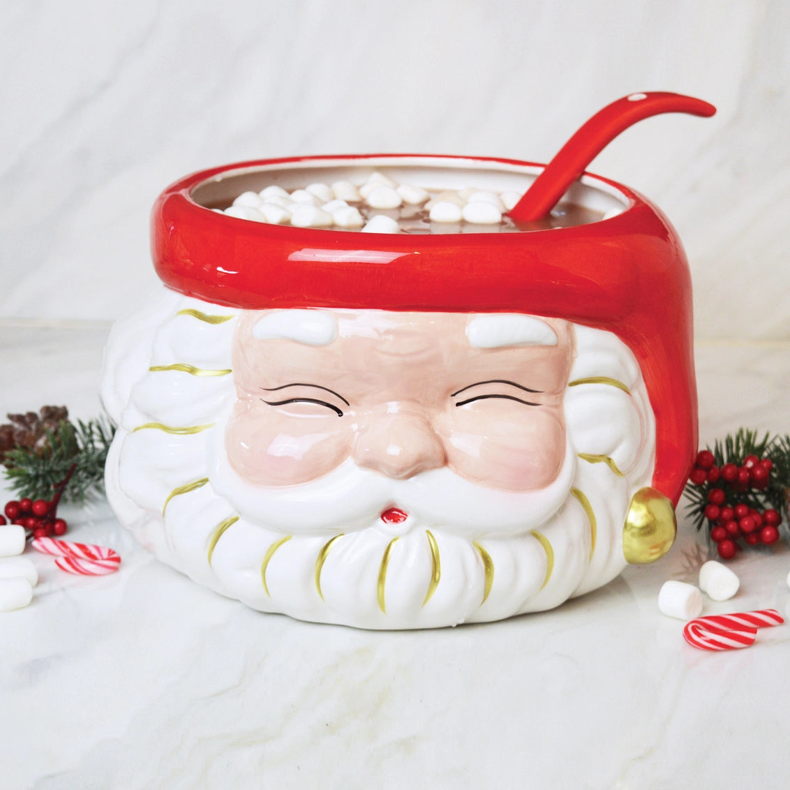 8 Oak Lane - Red Santa - Punch Bowl & Ladle