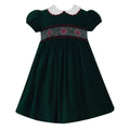 Anavini Pauline Green Corduroy Smocked Dress