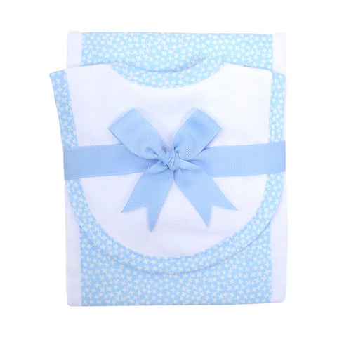 Blue Lullaby Drooler Bib & Burp set