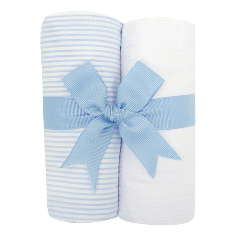 Seersucker Stripe Burp Pad Set - Blue & White