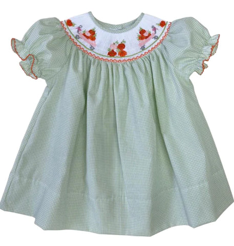 LuLu BeBe -  Emma Smocked
Dress - Green Pumpkin Wagon