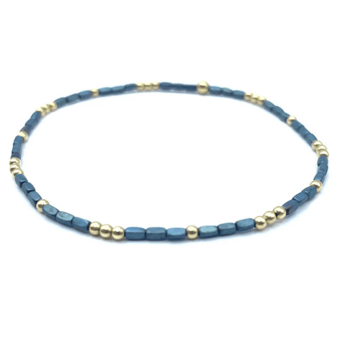 Erin Gray - 2mm Harbor Blue + Gold Filled Waterproof Bracelet