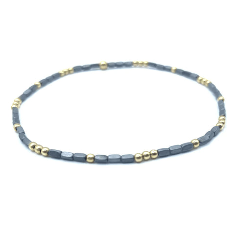 Erin Gray - 2mm Harbor Dark Gray + Gold Waterproof Bracelet