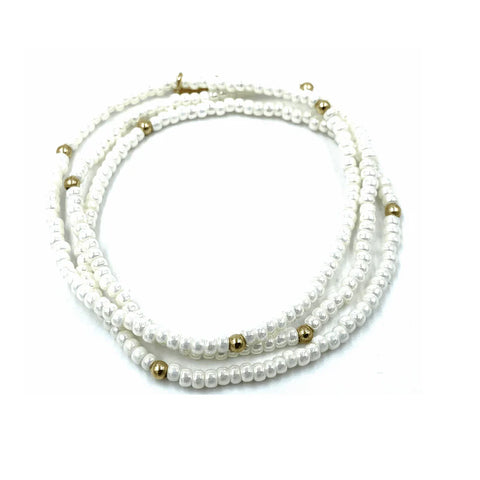 Erin Gray - OG Classic Bracelet Stack - Pearl White + Gold Filled