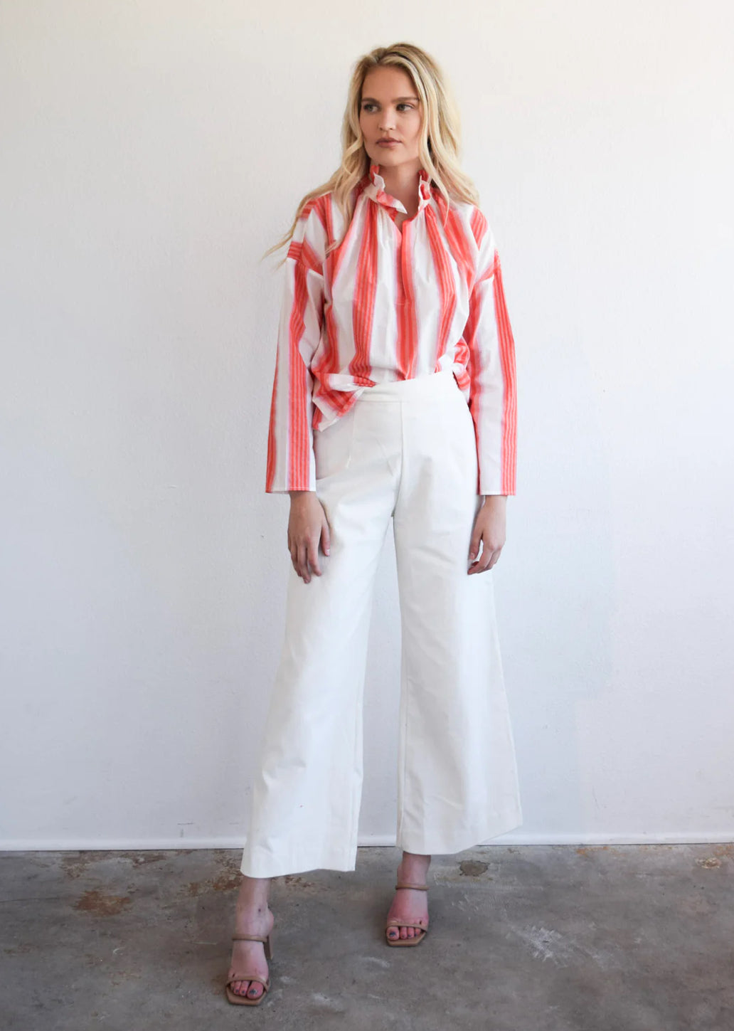 Vicki Long Sleeve Top - Pink & Orange Stripe