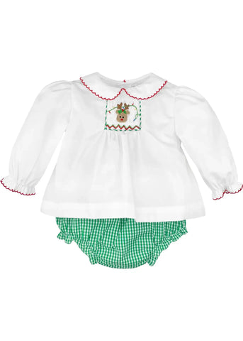 Girls Diaper Set - Reindeer Embroidery