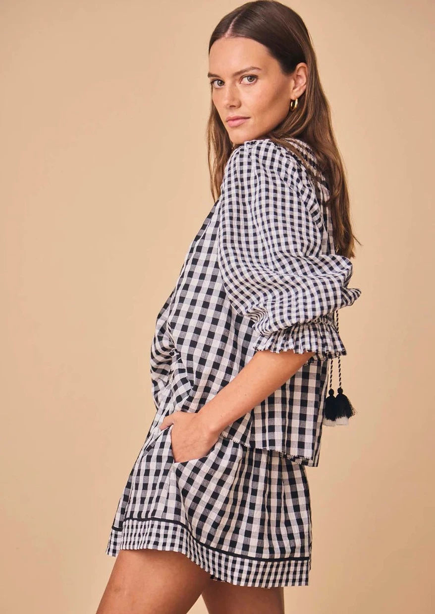 Hunter Bell Hayes Blouse - Black and White Gingham