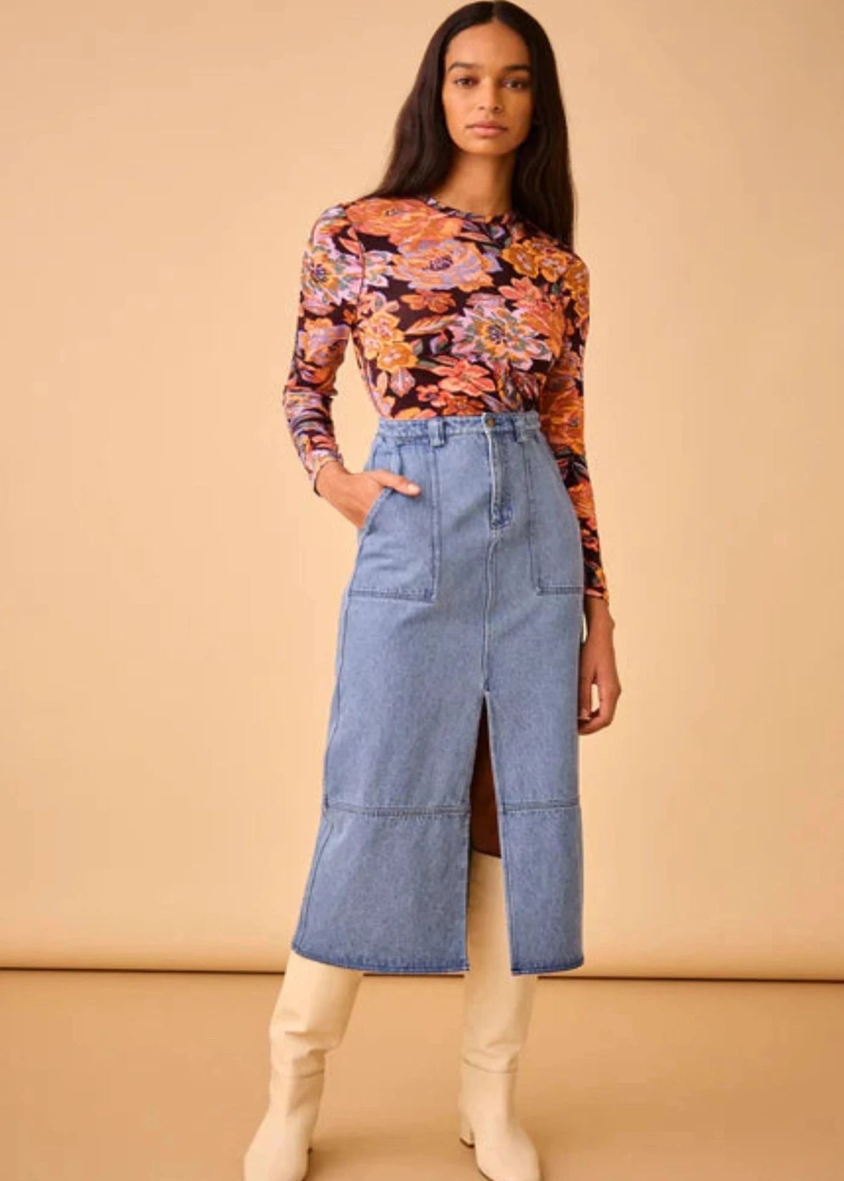 Hunter Bell Parke Skirt- Blockely Denim