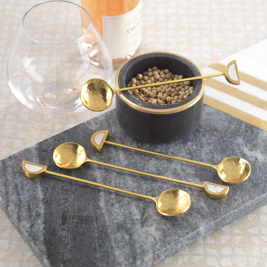 Fez Small Tea Spoons- Gold &White/ Set of 4