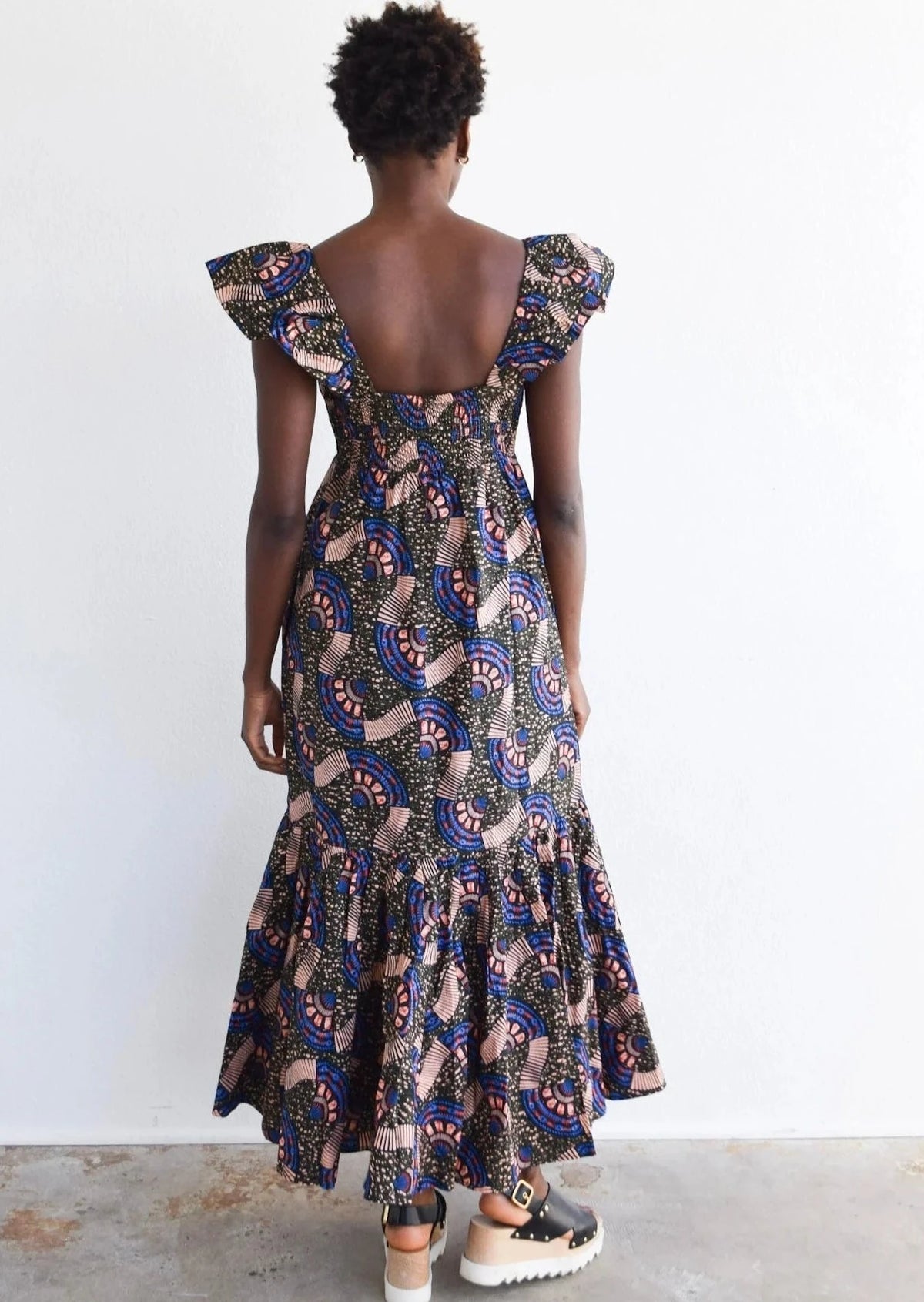 Isabelle Dress - Olive Wax Print