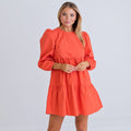 Coral Cotton Poplin Dress