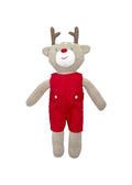 Knit Reindeer Doll With Solid Red Romper