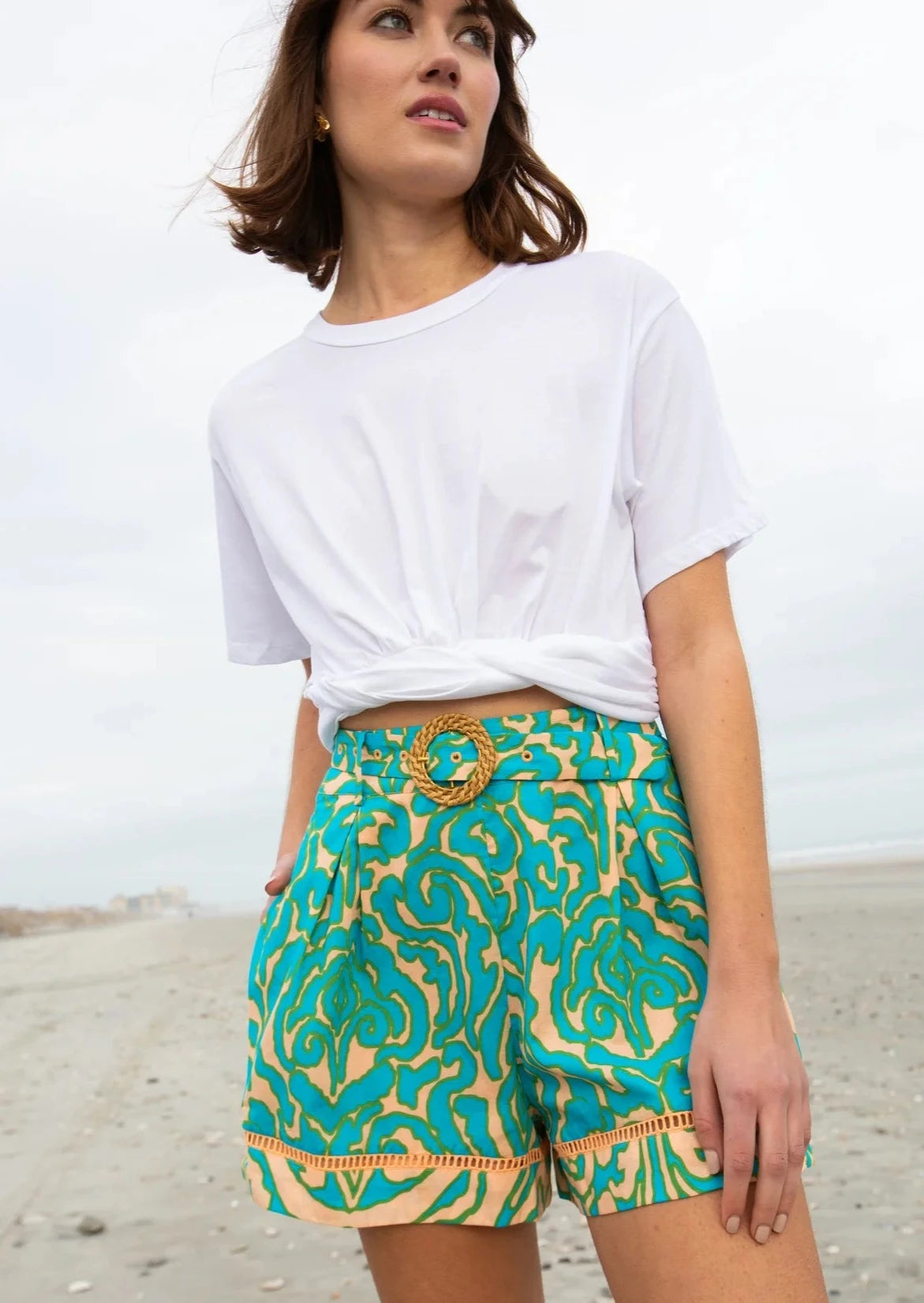 Anna Cate Lizzie Short - Teal Block