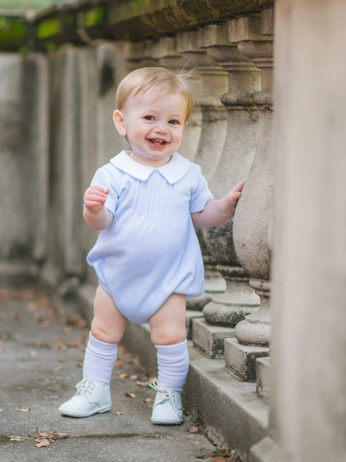 Milly Marie - Special Knit Pointed Collar Bubble - Light Blue