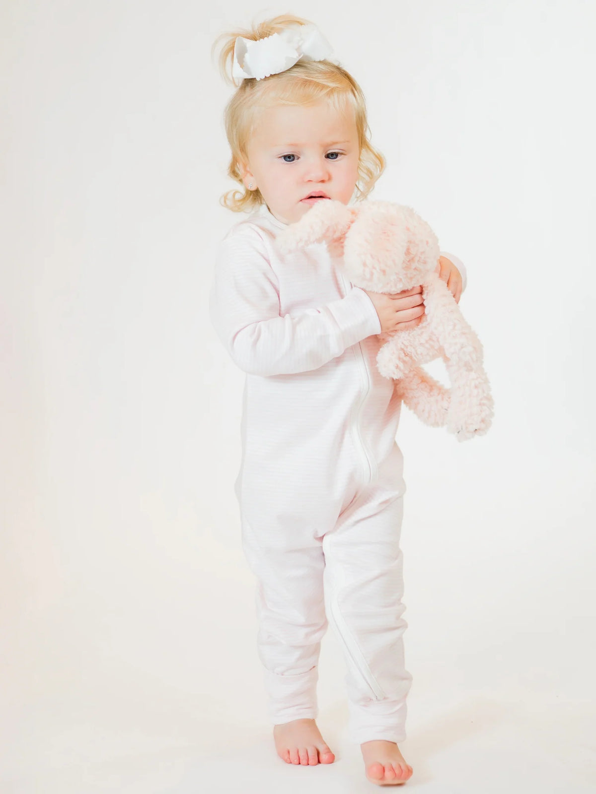 Milly Marie - Two Way Zipped Stripe Footie Pajama - Pink