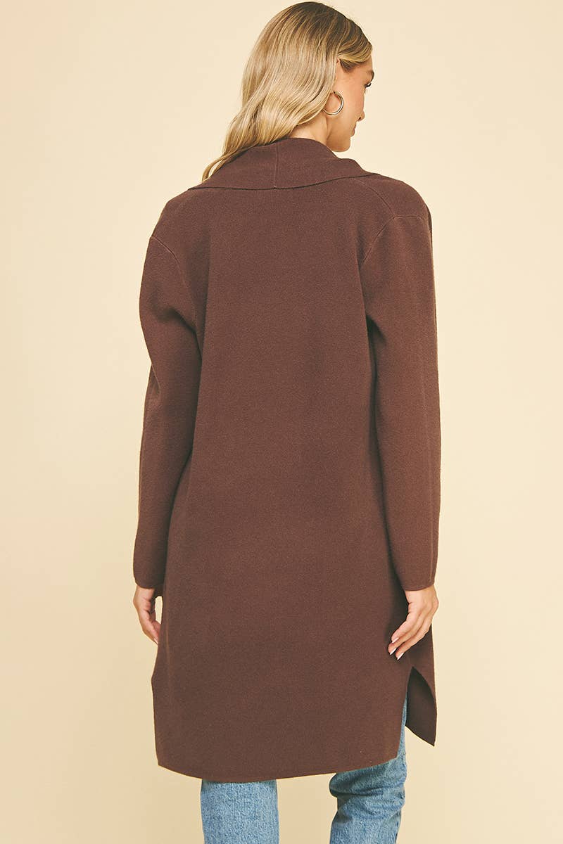 PINCH - Open Knit Cardigan - Espresso