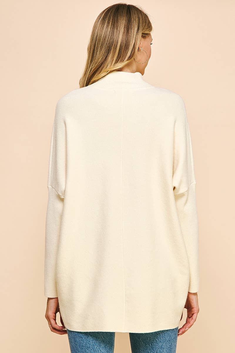 PINCH - Turtle Neck Long Sleeve Sweater -Ivory