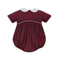 Petit Bebe Charles Red Plaid Boy's S/S Bubble
