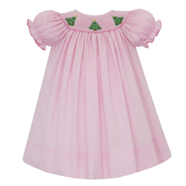 PRE-ORDER Petit Bebe Christmas Tree Microcheck S/S Bishop Dress