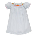Petit Bebe Pumpkin Blue Gingham Knit S/S Bishop Dress