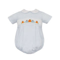 Petit Bebe Pumpkin Boy's Blue Gingham Knit Short Bubble