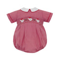 Petit Bebe Santa's Face Red Gingham S/S Boy's Bubble
