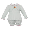 Petit Bebe Turkey Girl's Green Stripe Knit Bloomer Set