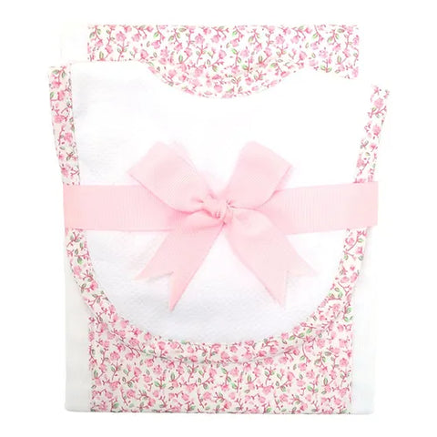 Pink Floral Drooler Bib & Burp set