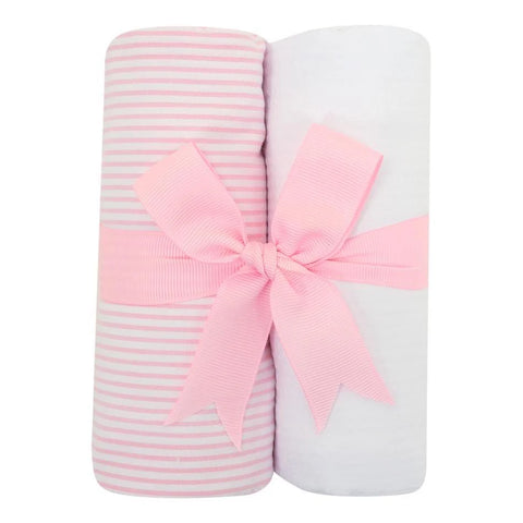 Seersucker Stripe Burp Pad Set - Pink & White