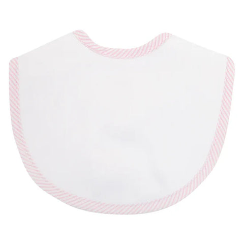 Pink Seersucker Stripe Bib - Medium