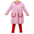 Reese Ruffle Pants Set - Pink Stripe and Red