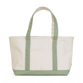TRVL Design Medium Tote Coated Canvas - Natural with Gingham Moss Trim