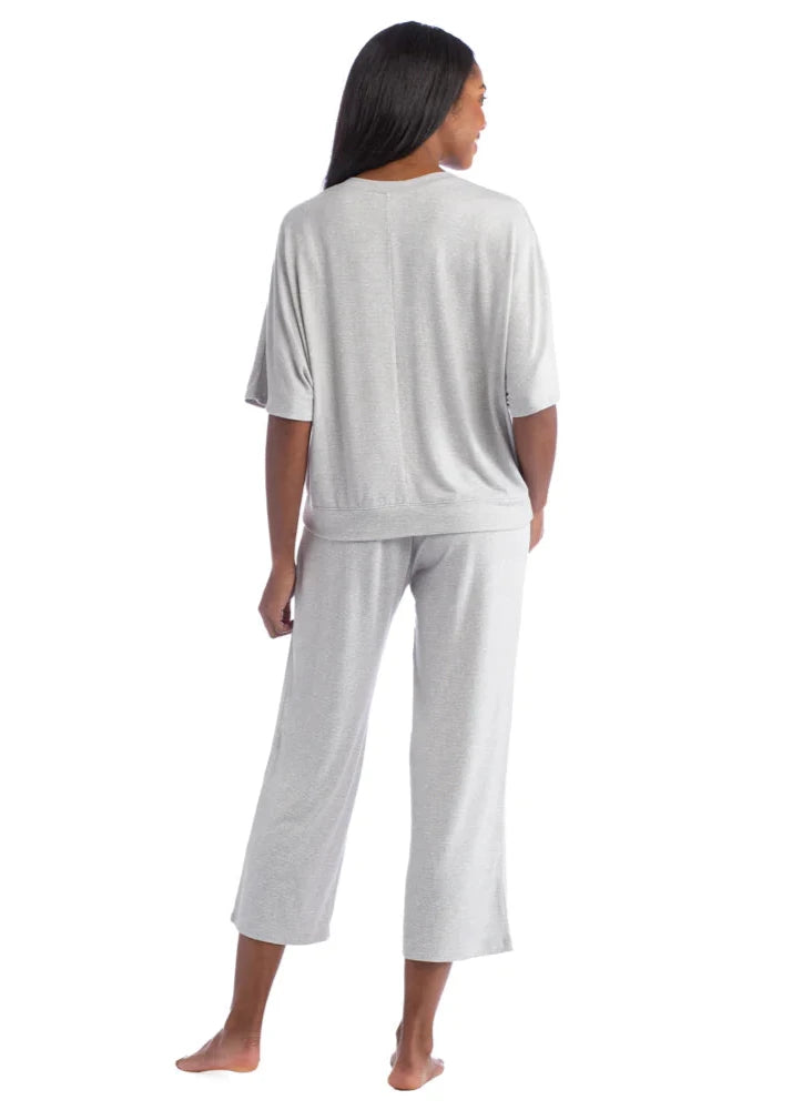 Softies - Dream  Relaxed V-Neck -Capri Lounge Set - Heather Grey