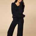 Softies - Marshmallow Waffle V-Neck Lounge Set - Black