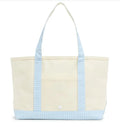 TRVL Design Medium Tote - Coated Canvas with Gingham Mist Trim