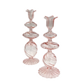 Pink Swirl Glass Candlestick