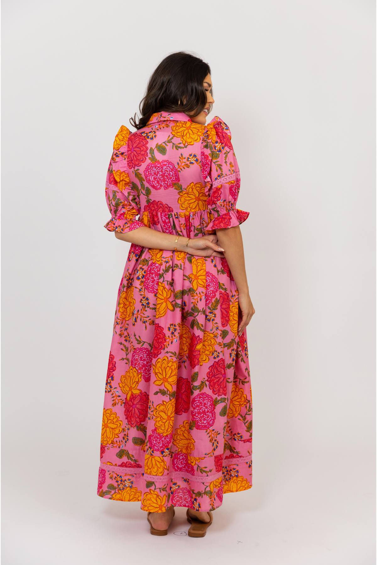 Floral Crochet Trim Maxi Dress