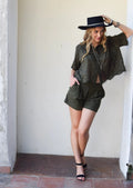 Never A Wallflower - Willa Shorts - Olive Geo