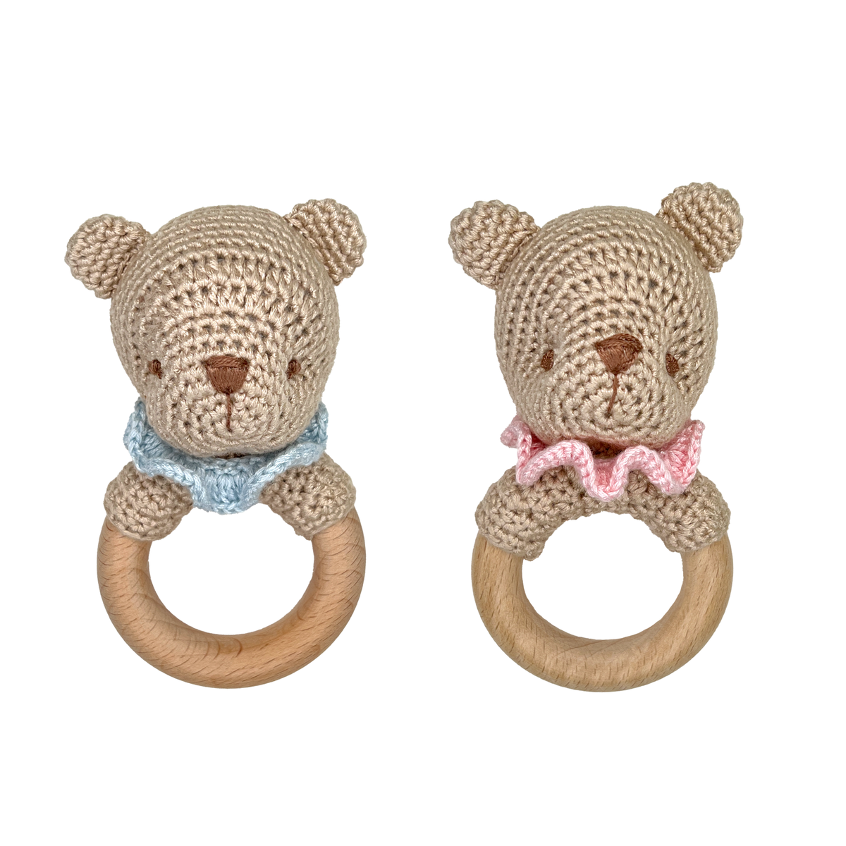 Zubels - Bear Bamboo Crochet Woodring Rattle