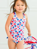 Cross-Back One Piece Swimsuit - Shimmer Star-Spangled