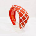 Game Day Beaded Headband- Orange/White