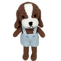 Dog Bamboo Crochet Rattle - Blue