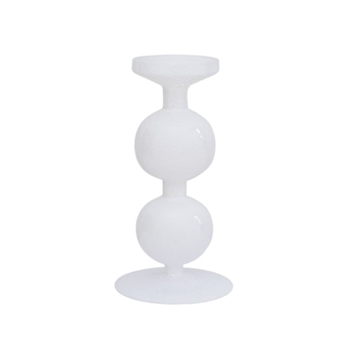 White Double Bulb Glass Candleholder