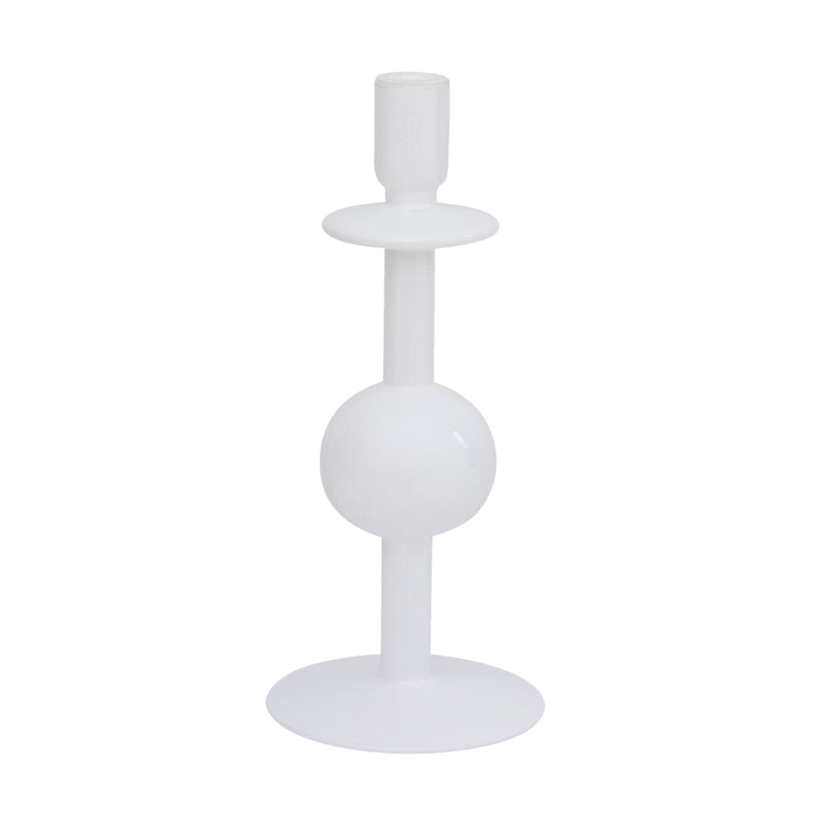 White Bulb Glass Taper Candleholder